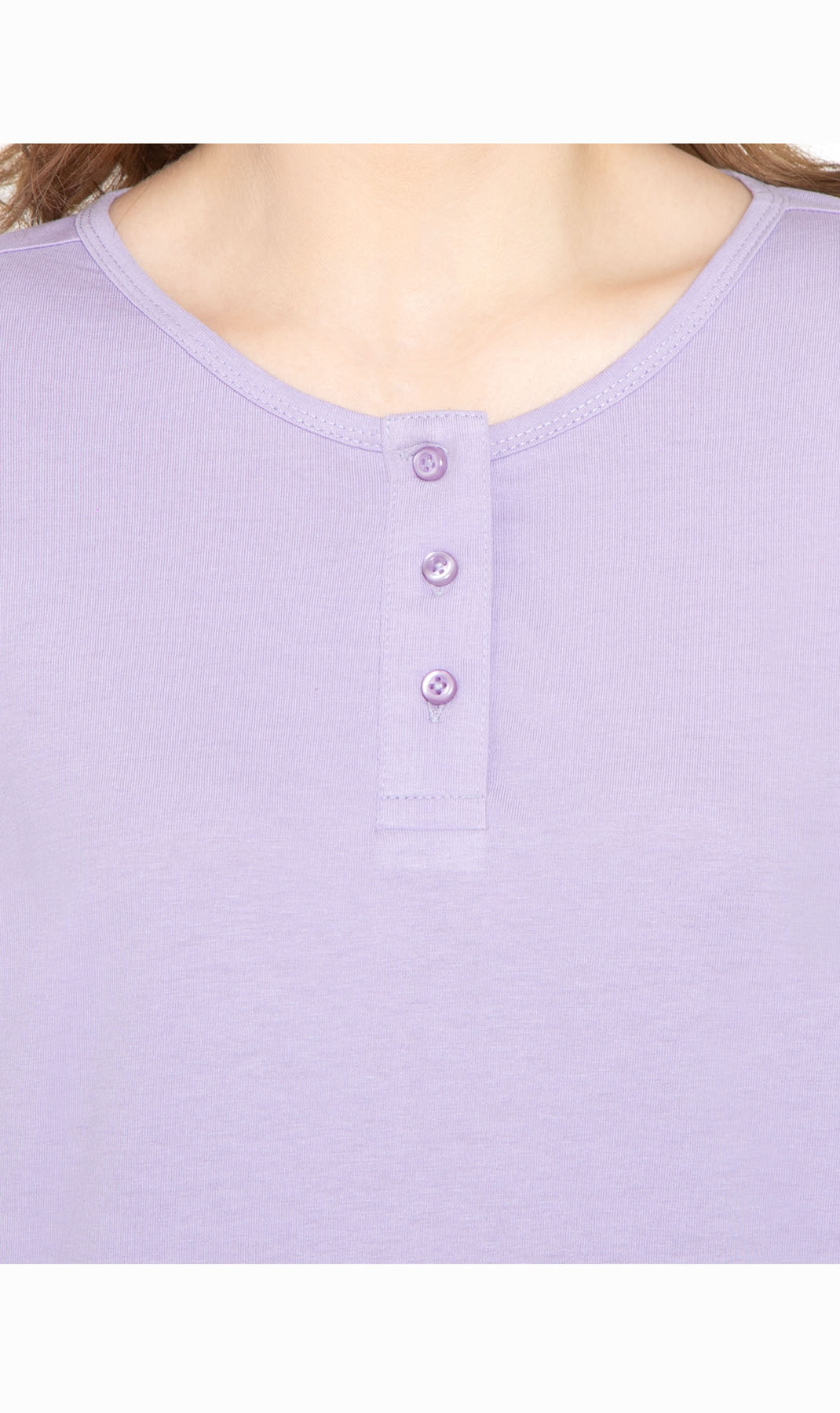Women's 3/4 Sleeve Henley Top — Cotton Blend with Button Placket