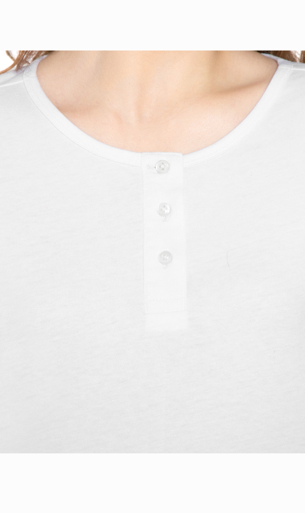 Women's 3/4 Sleeve Henley Top — Cotton Blend with Button Placket