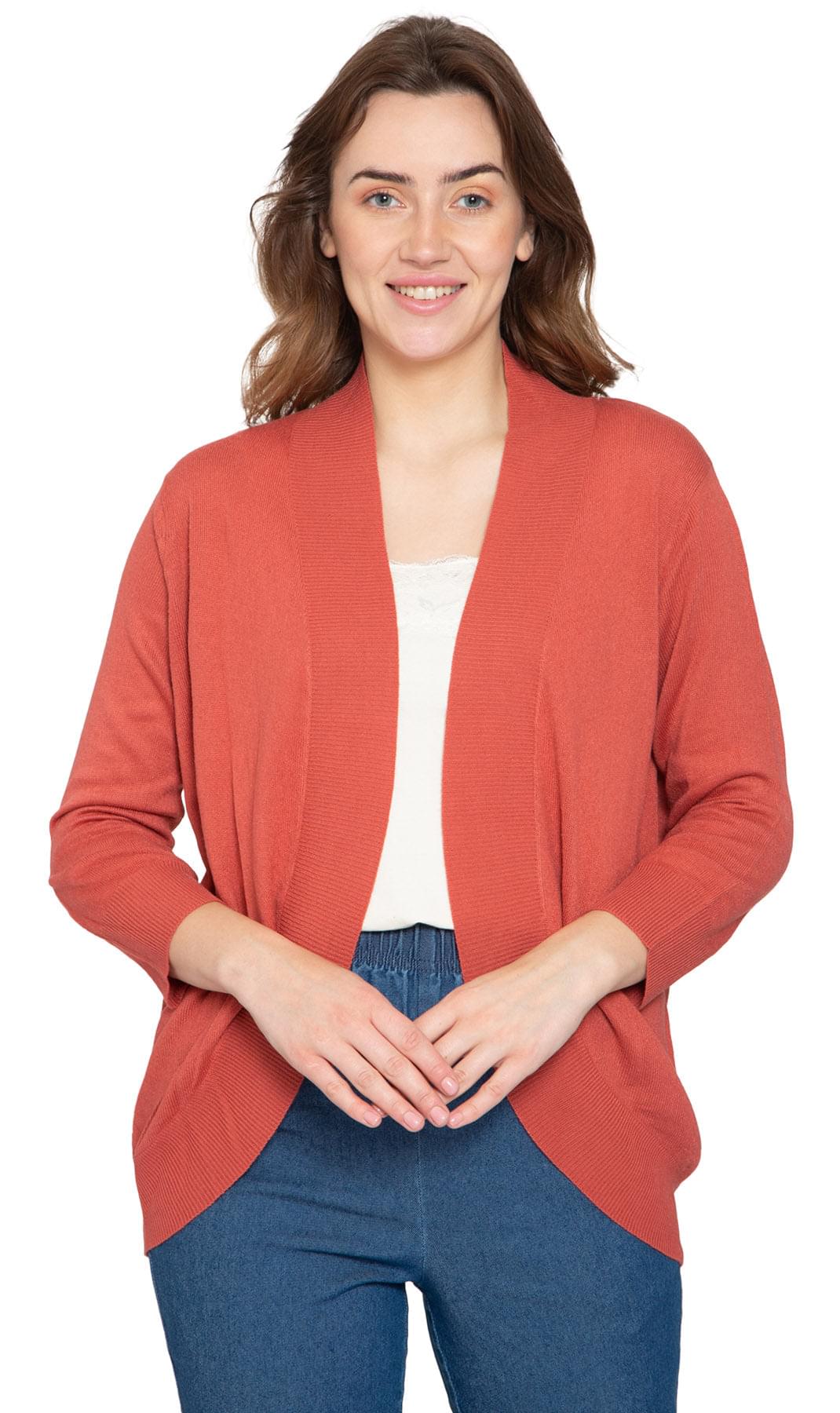 Women's Open Front Curved Hem Cardigan — Cashmere-Like Soft Knit