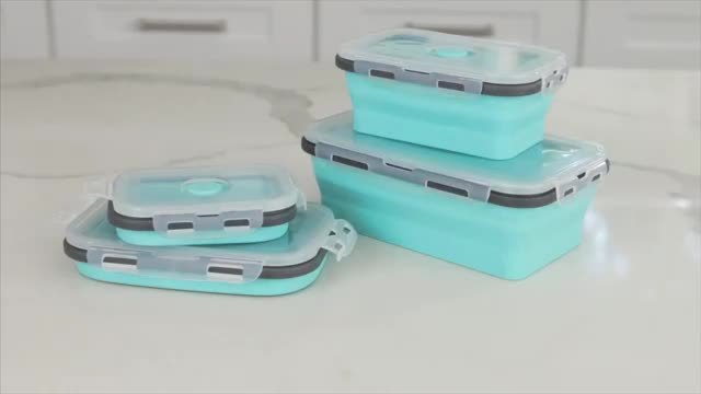 3/4 Pack Foldable Silicone Food Containers – BPA-Free Bento Boxes for Meal Prep – Leak-Proof, Microwave & Refrigerator Safe Storage Solution