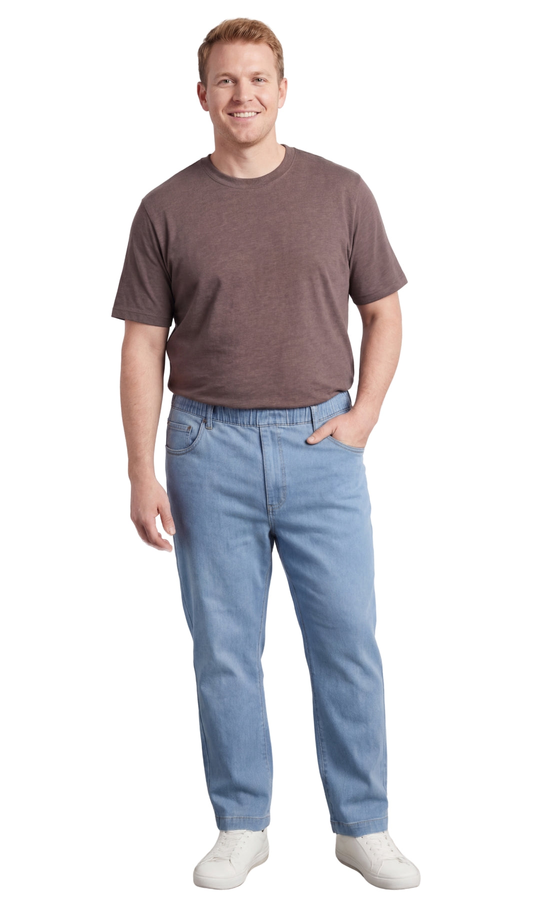 Men's Pull-On Denim and Twill Pants — Elastic Waist Easy Fit