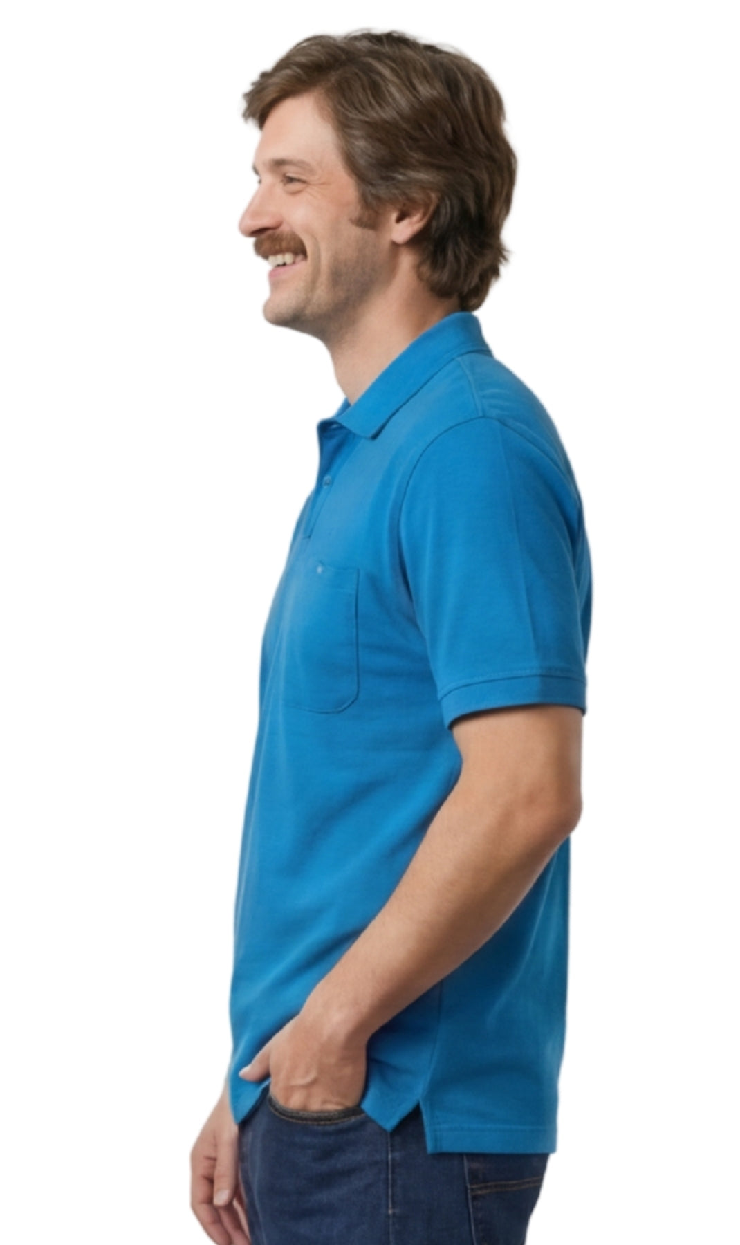 Men's Short Sleeve Polo Shirt — Pique Knit Cotton Blend with Chest Pocket