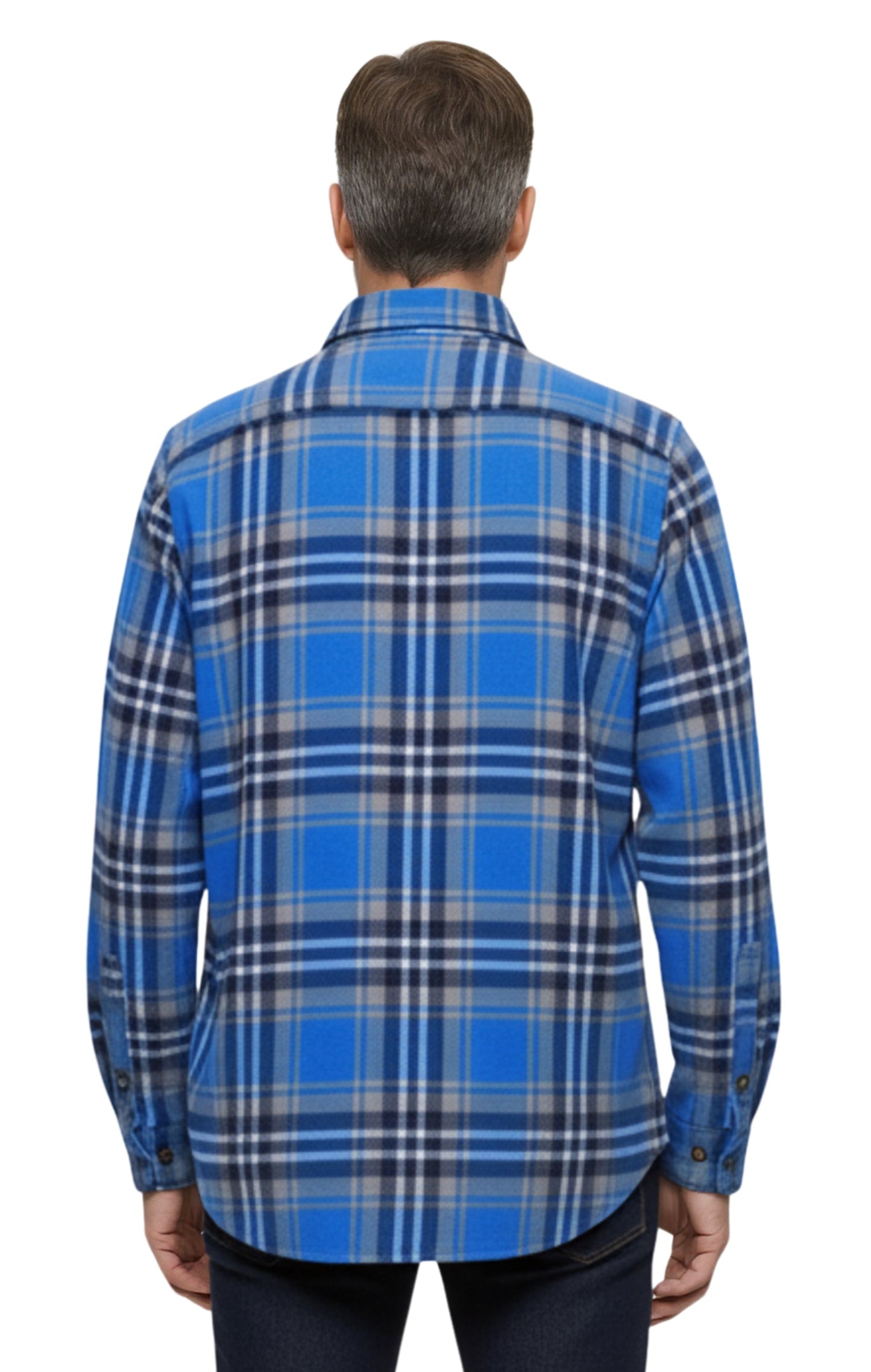Men's Heathered Fleece Overshirt with Chest Pockets — Button Front