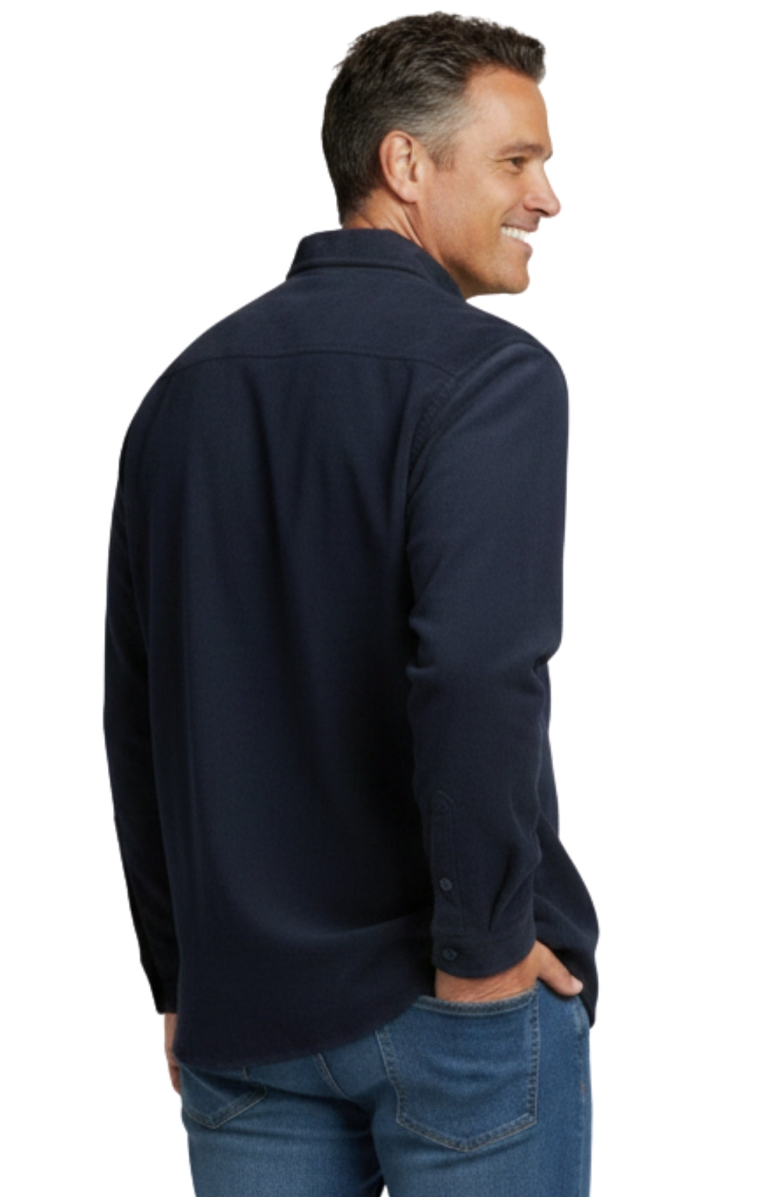 Men's Heathered Fleece Overshirt with Chest Pockets — Button Front
