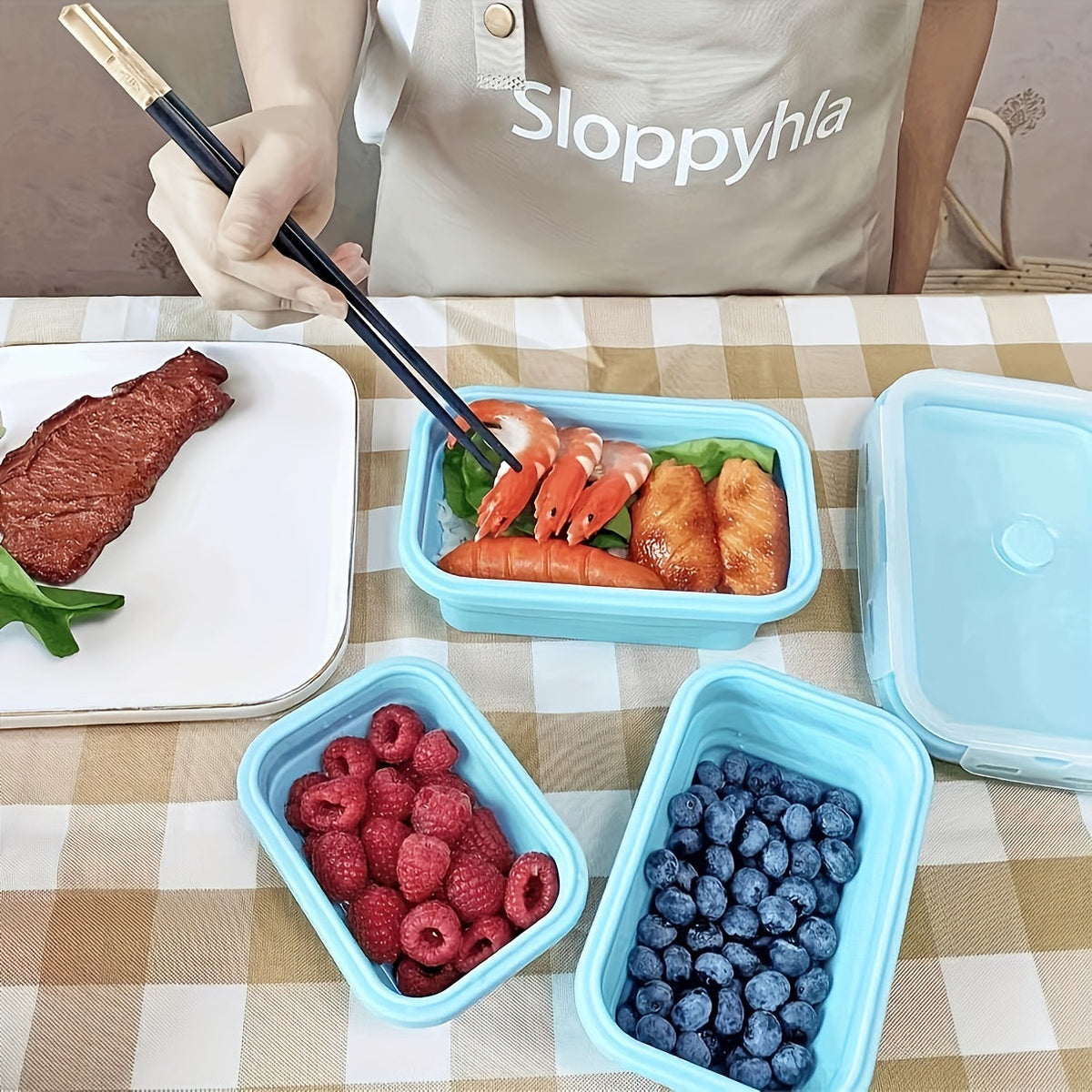 3/4 Pack Foldable Silicone Food Containers – BPA-Free Bento Boxes for Meal Prep – Leak-Proof, Microwave & Refrigerator Safe Storage Solution