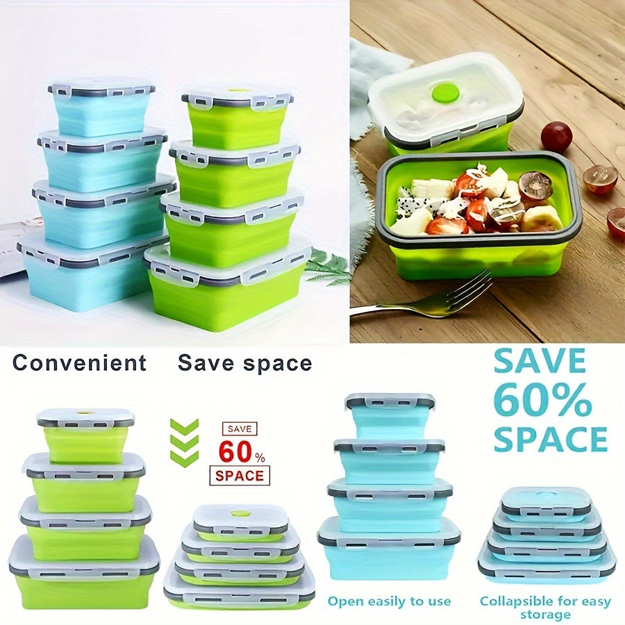 3/4 Pack Foldable Silicone Food Containers – BPA-Free Bento Boxes for Meal Prep – Leak-Proof, Microwave & Refrigerator Safe Storage Solution