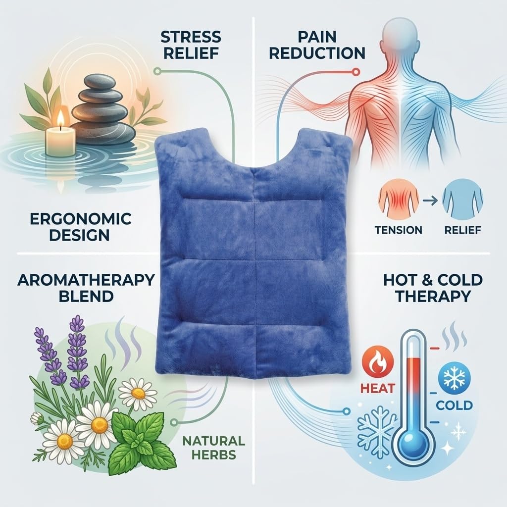 Back Wrap Hot/Cold Aromatherapy Vest Shaped for Stress & Pain Relief