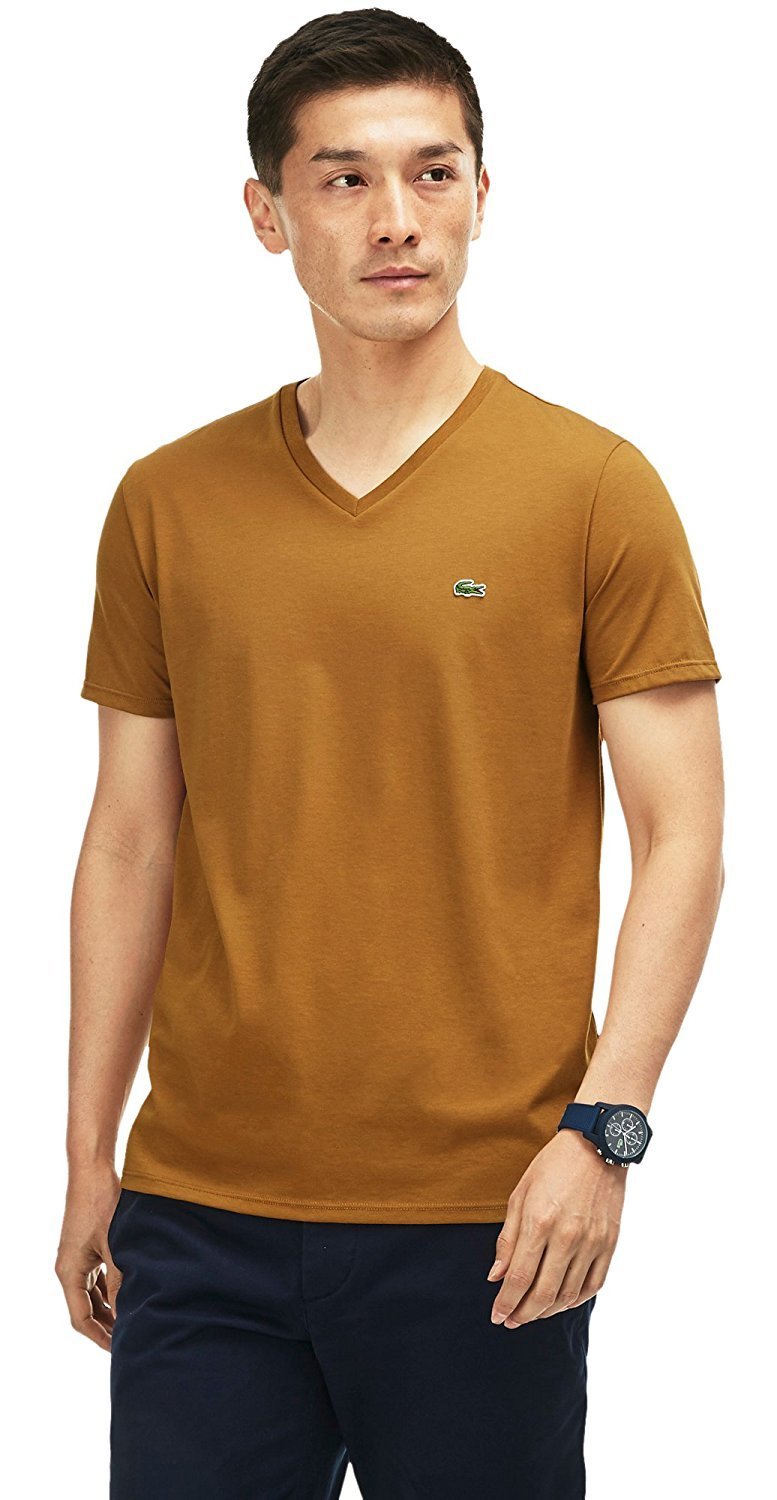 Lacoste Men's Short Sleeve V-Neck Pima Jersey T-Shirt