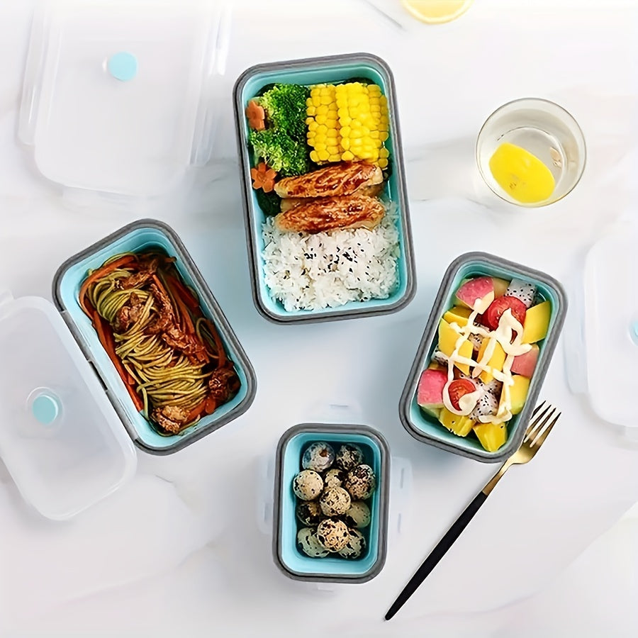 3/4 Pack Foldable Silicone Food Containers – BPA-Free Bento Boxes for Meal Prep – Leak-Proof, Microwave & Refrigerator Safe Storage Solution