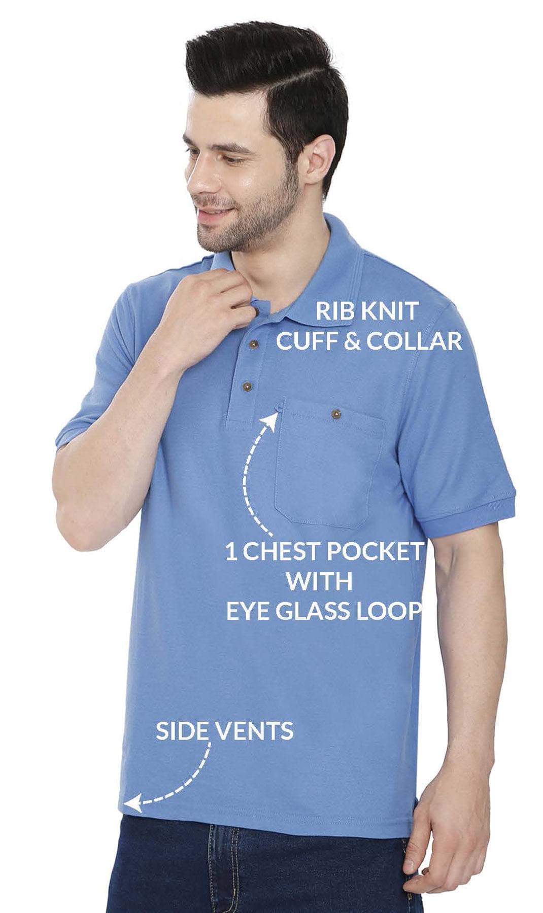 Men's Short Sleeve Polo Shirt — Pique Knit Cotton Blend with Chest Pocket