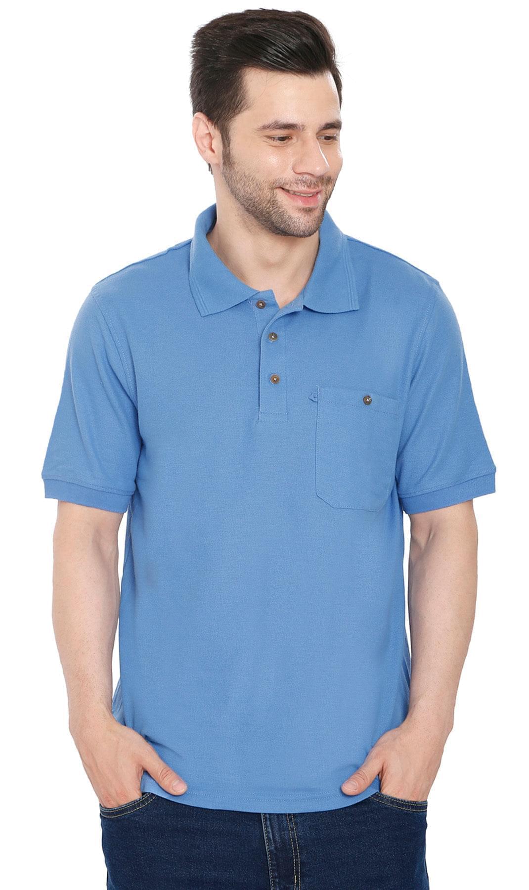 Men's Short Sleeve Polo Shirt — Pique Knit Cotton Blend with Chest Pocket
