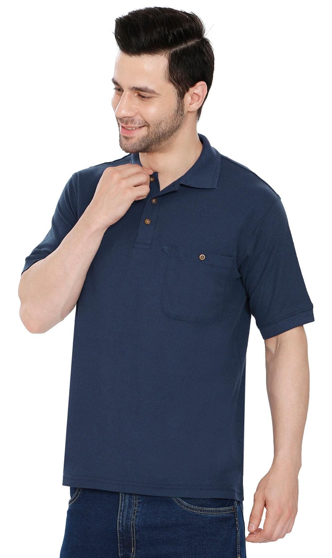 Men's Short Sleeve Polo Shirt — Pique Knit Cotton Blend with Chest Pocket
