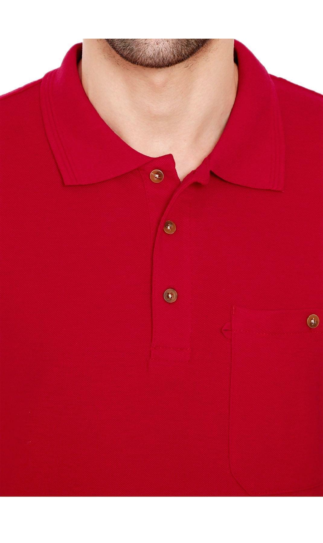 Men's Short Sleeve Polo Shirt — Pique Knit Cotton Blend with Chest Pocket