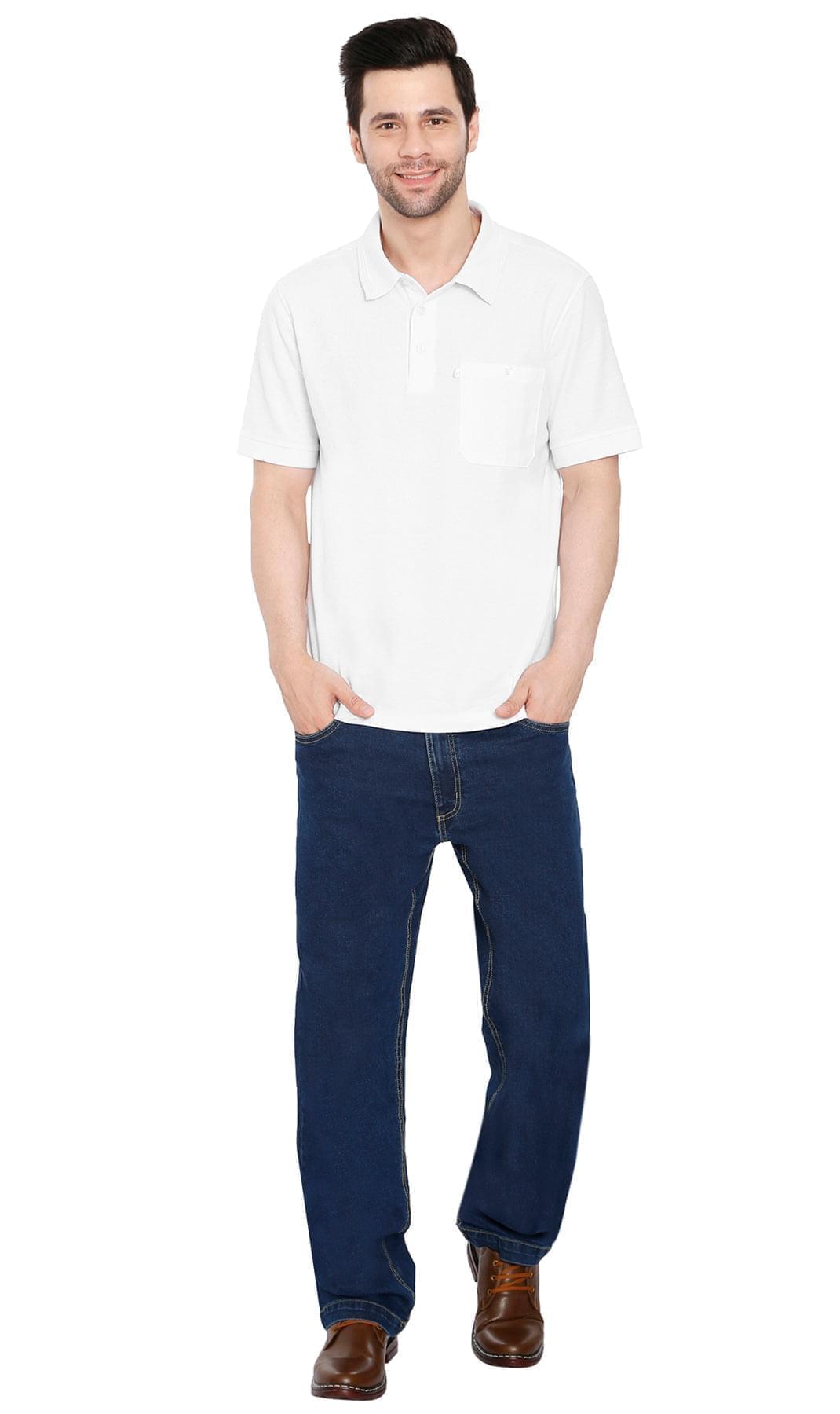 Men's Short Sleeve Polo Shirt — Pique Knit Cotton Blend with Chest Pocket