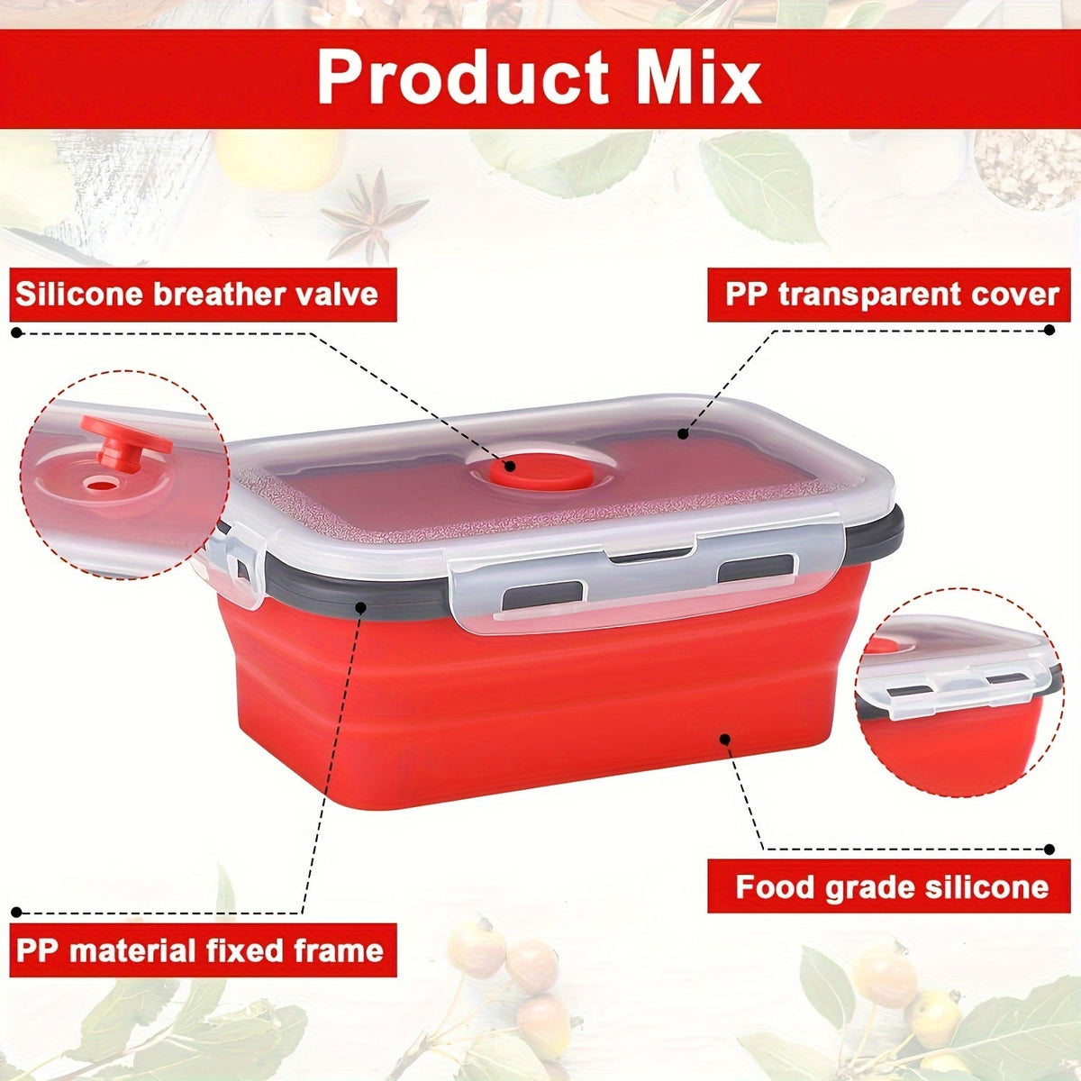 3/4 Pack Foldable Silicone Food Containers – BPA-Free Bento Boxes for Meal Prep – Leak-Proof, Microwave & Refrigerator Safe Storage Solution