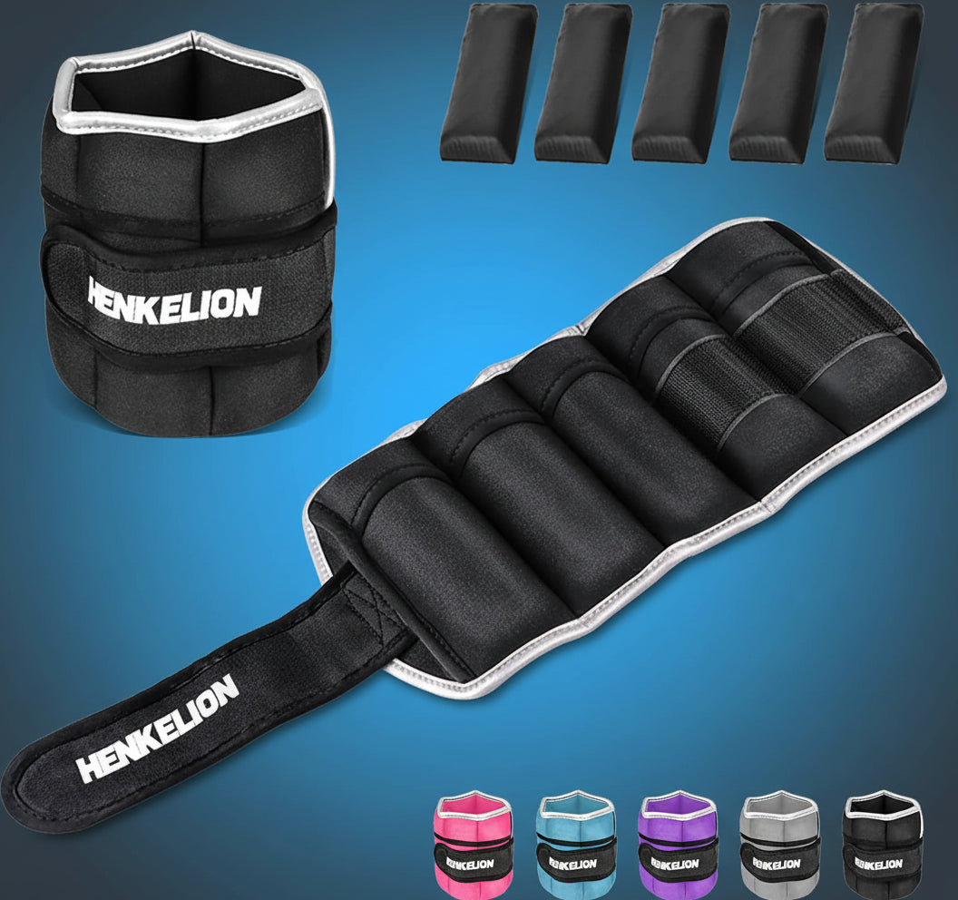 1 Pair 2 3 5 10 Lbs Adjustable Ankle Weights for Women Men Kids, Strength Training Wrist and Ankle Weights Sets for Gym, Fitness Workout, Running, Lifting - Black Grey Pink Blue Purple