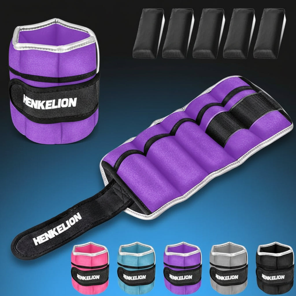 1 Pair 2 3 5 10 Lbs Adjustable Ankle Weights for Women Men Kids, Strength Training Wrist and Ankle Weights Sets for Gym, Fitness Workout, Running, Lifting - Black Grey Pink Blue Purple