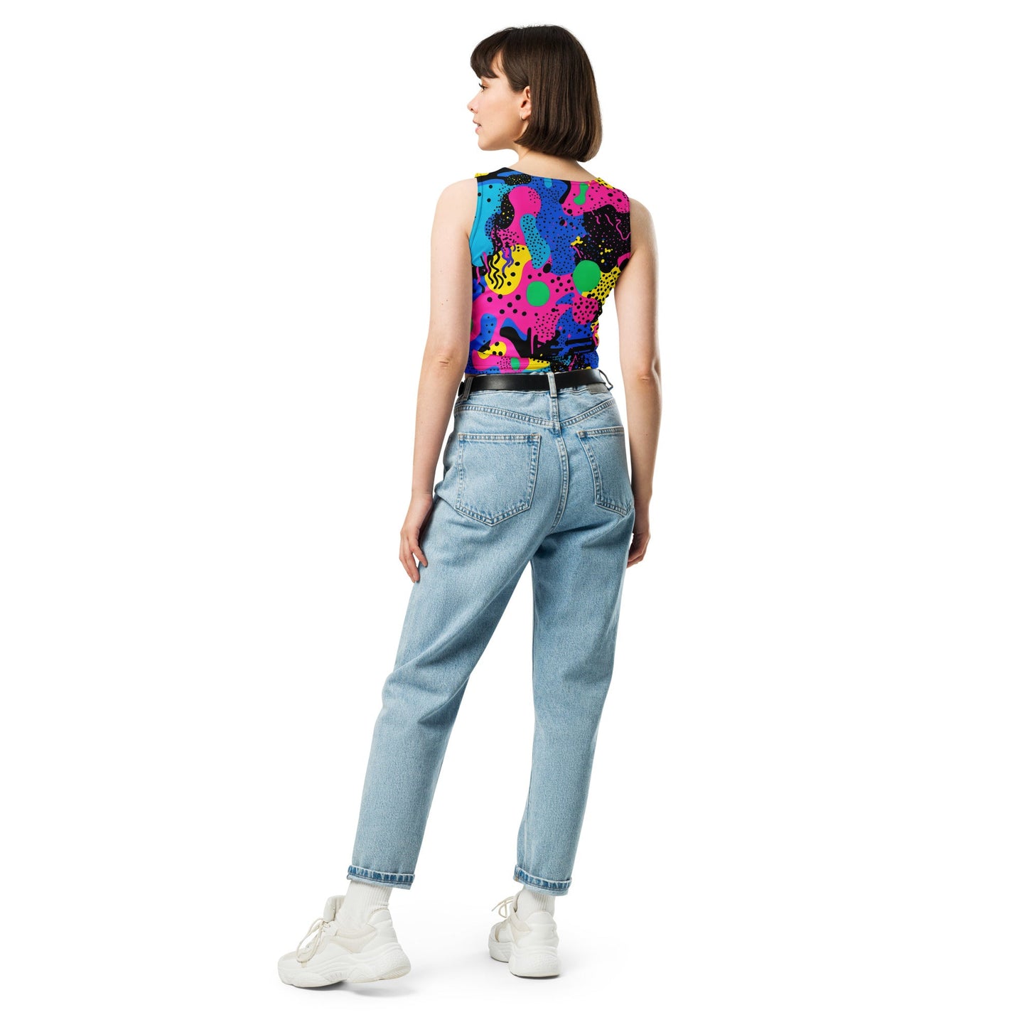 Retro Color Woman's Crop Top Tank Top For EDM Rave Festival Outfit Clothing