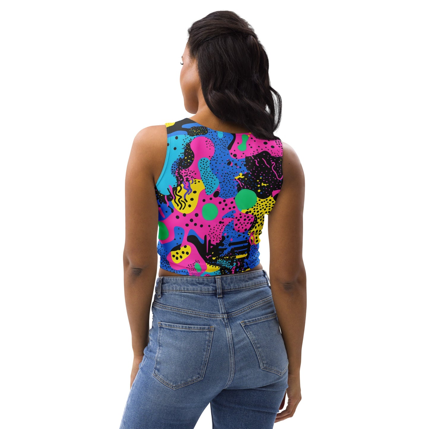 Retro Color Woman's Crop Top Tank Top For EDM Rave Festival Outfit Clothing