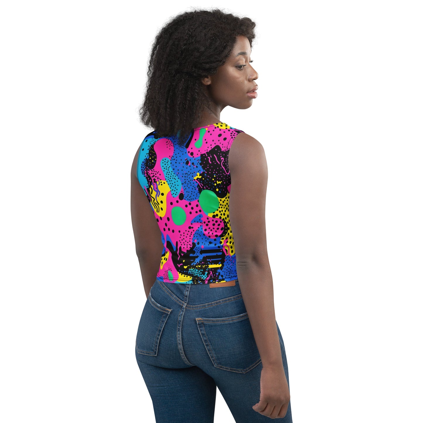Retro Color Woman's Crop Top Tank Top For EDM Rave Festival Outfit Clothing