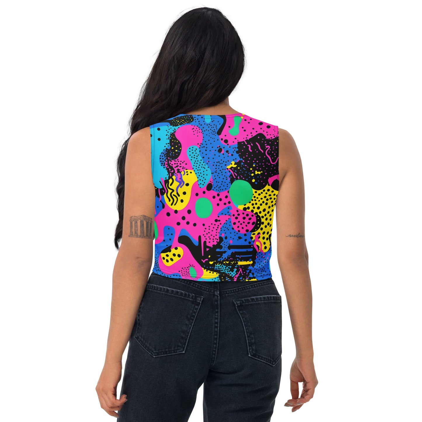 Retro Color Woman's Crop Top Tank Top For EDM Rave Festival Outfit Clothing