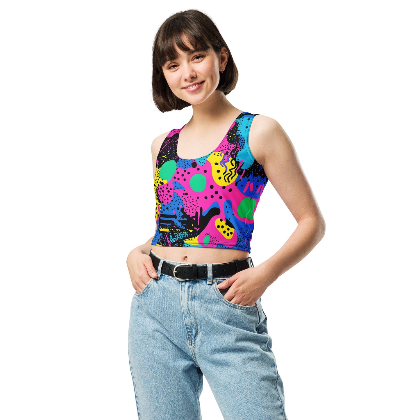 Retro Color Woman's Crop Top Tank Top For EDM Rave Festival Outfit Clothing
