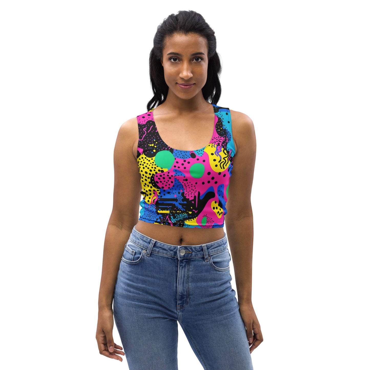 Retro Color Woman's Crop Top Tank Top For EDM Rave Festival Outfit Clothing