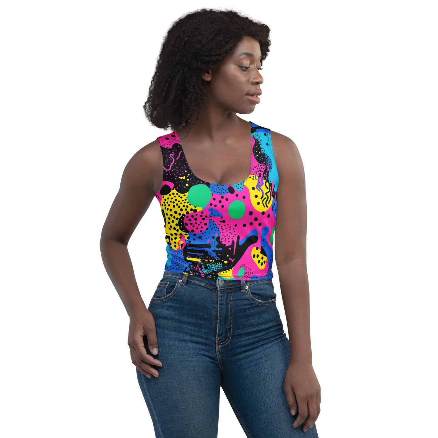 Retro Color Woman's Crop Top Tank Top For EDM Rave Festival Outfit Clothing