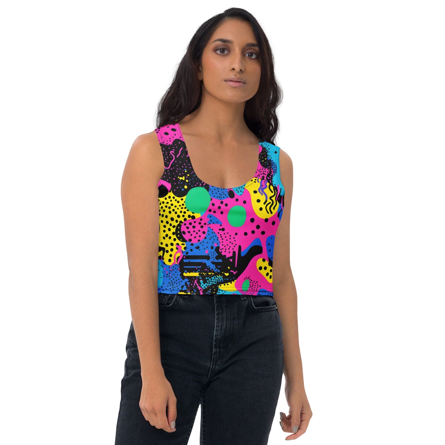 Retro Color Woman's Crop Top Tank Top For EDM Rave Festival Outfit Clothing