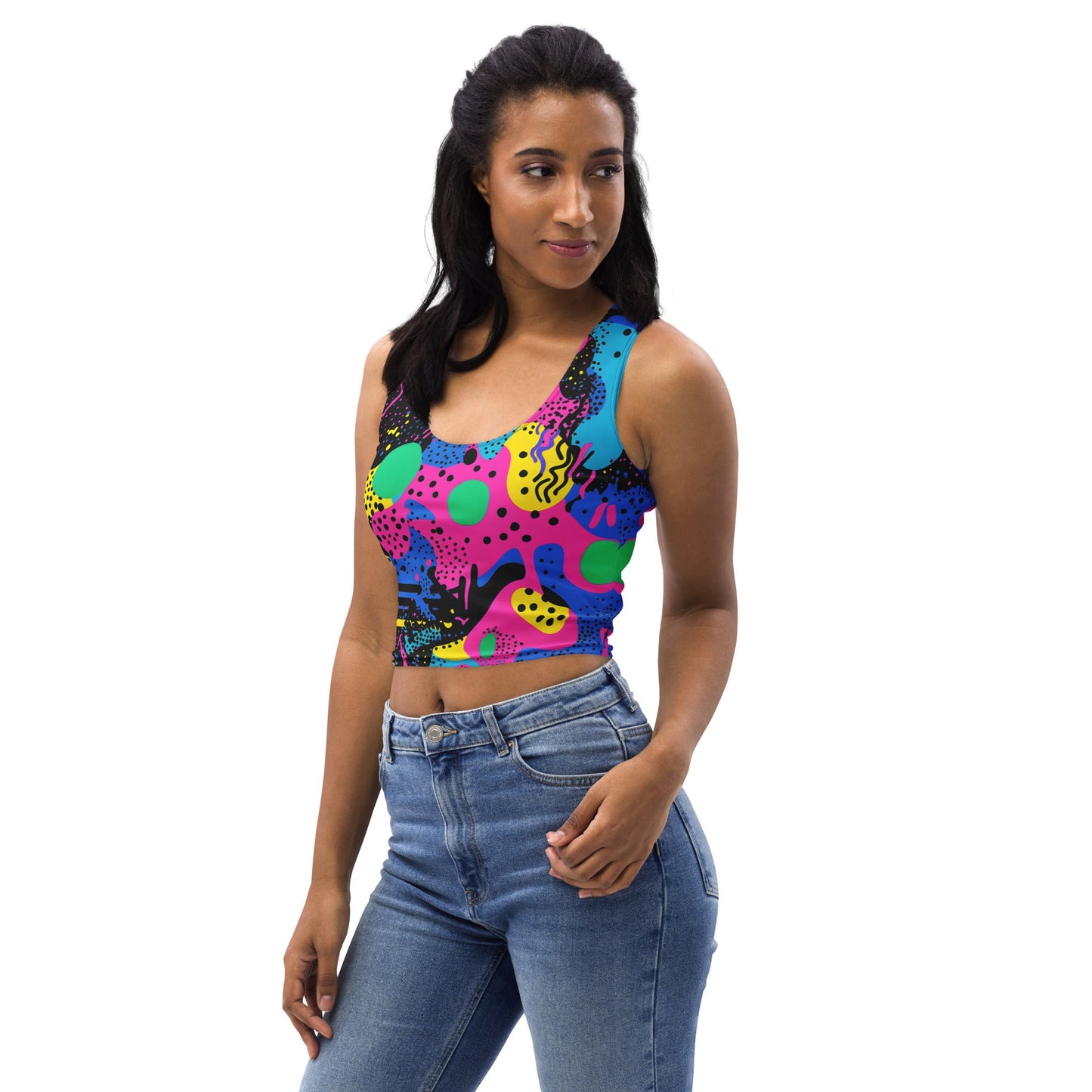 Retro Color Woman's Crop Top Tank Top For EDM Rave Festival Outfit Clothing