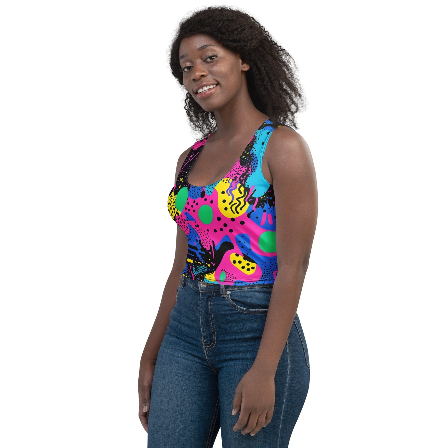 Retro Color Woman's Crop Top Tank Top For EDM Rave Festival Outfit Clothing