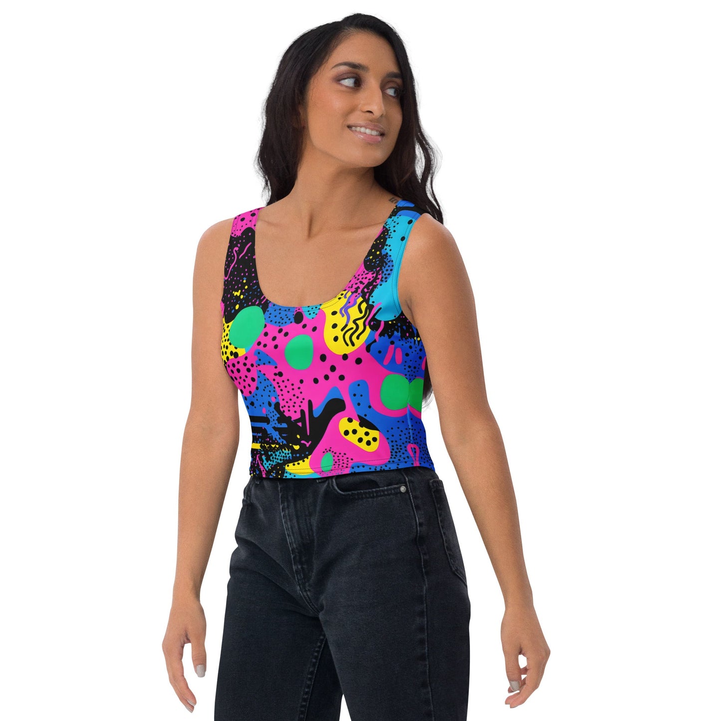 Retro Color Woman's Crop Top Tank Top For EDM Rave Festival Outfit Clothing