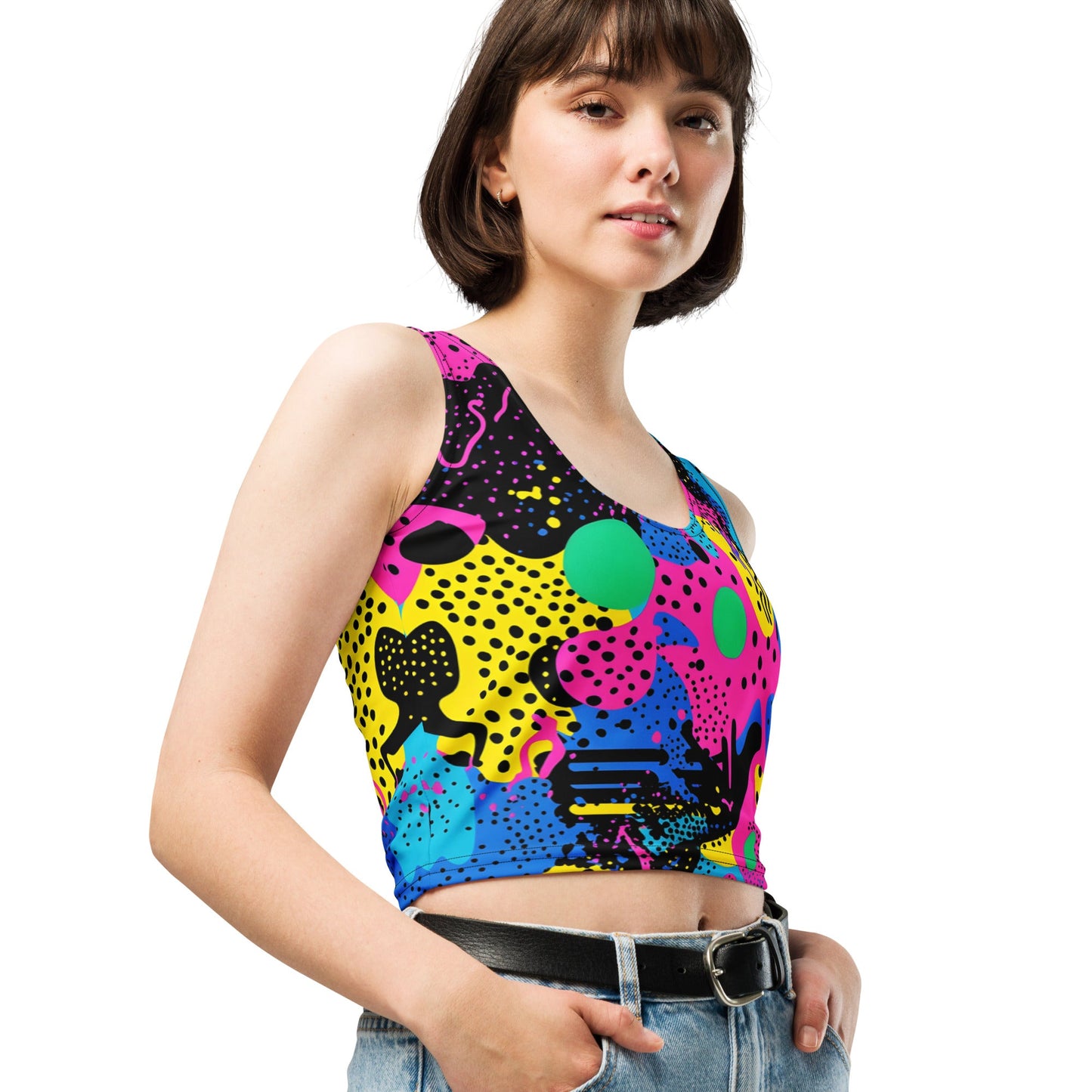 Retro Color Woman's Crop Top Tank Top For EDM Rave Festival Outfit Clothing