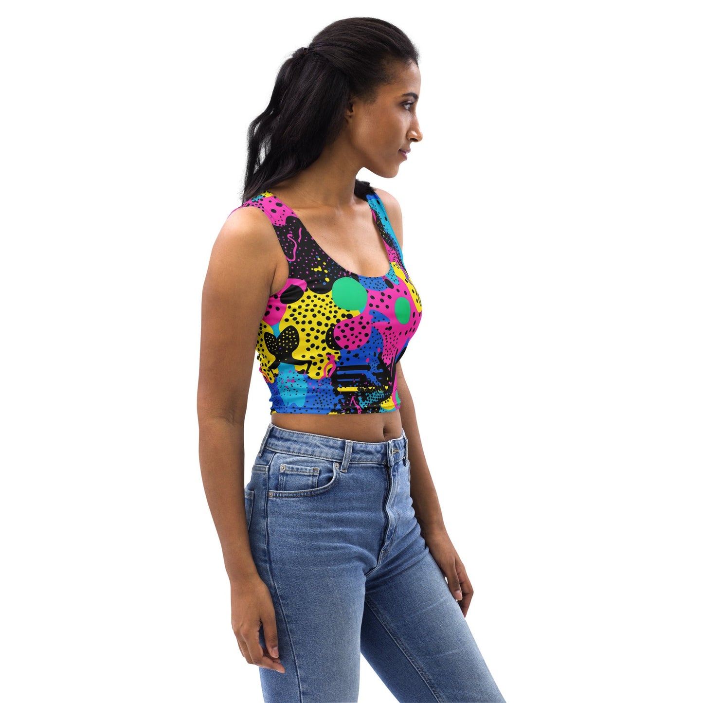 Retro Color Woman's Crop Top Tank Top For EDM Rave Festival Outfit Clothing