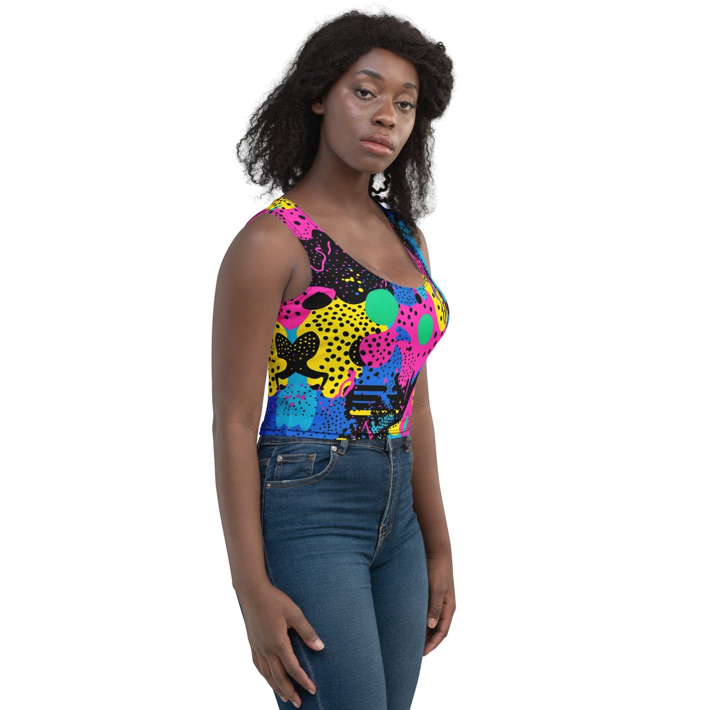 Retro Color Woman's Crop Top Tank Top For EDM Rave Festival Outfit Clothing