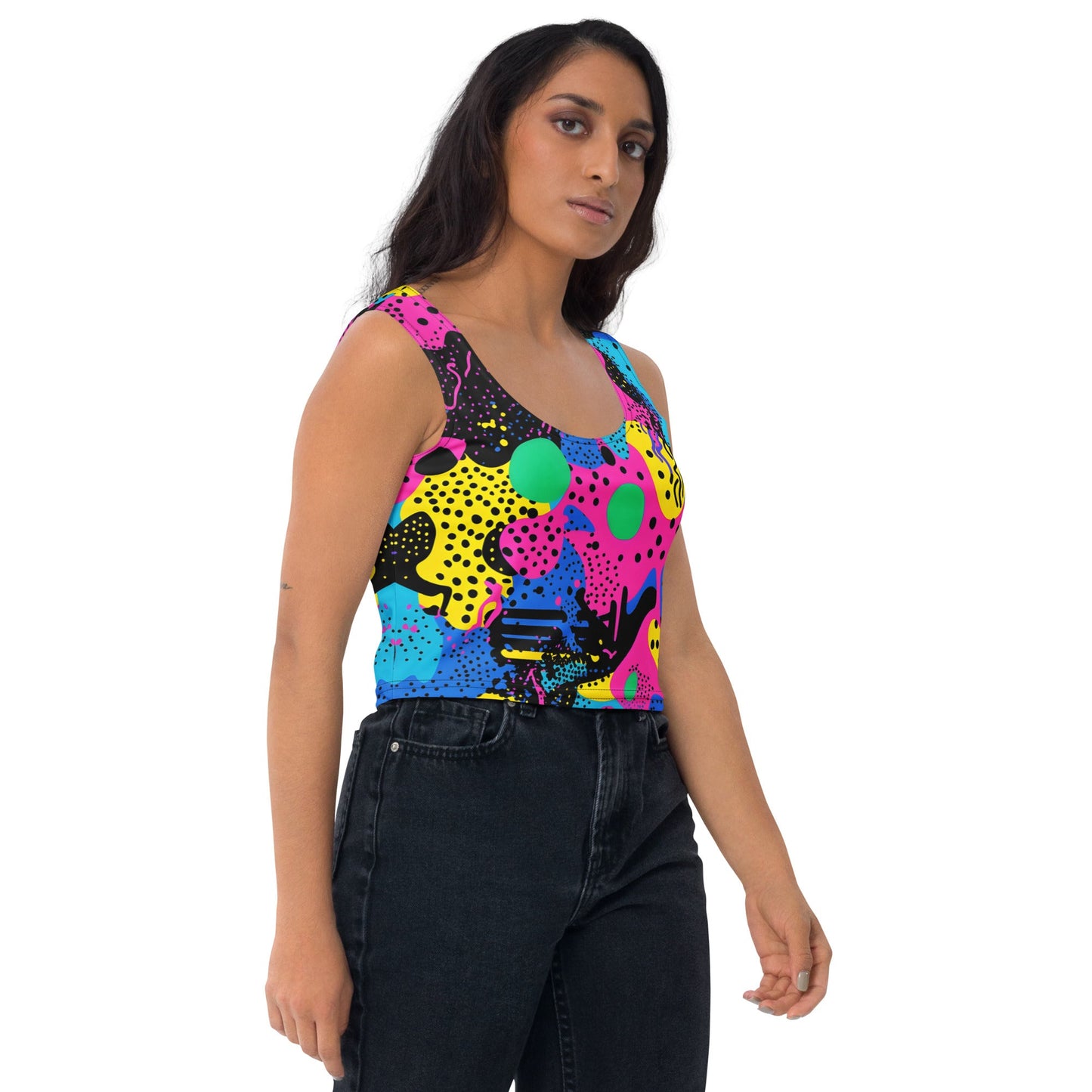 Retro Color Woman's Crop Top Tank Top For EDM Rave Festival Outfit Clothing